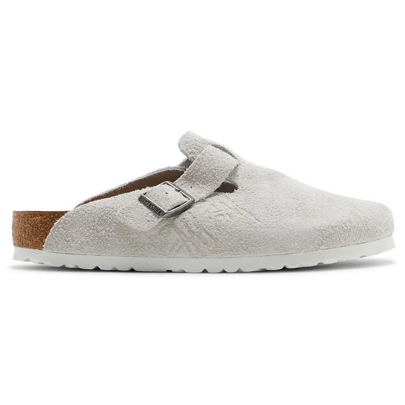 Birkenstock Boston Soft Footbed -- Bone White Suede